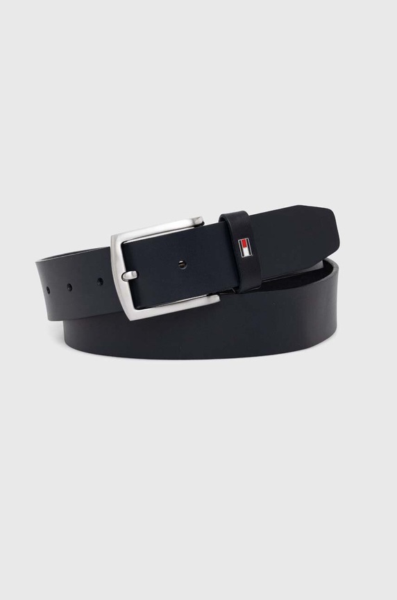 Kožený opasok Tommy Hilfiger tmavomodrá AM0AM08360