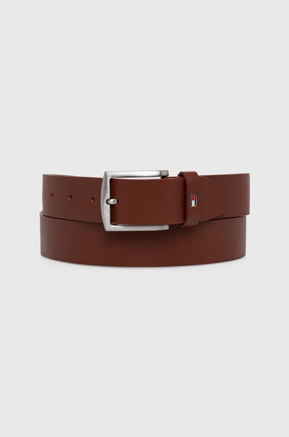 Tommy Hilfiger pasek skórzany brązowy AM0AM08360
