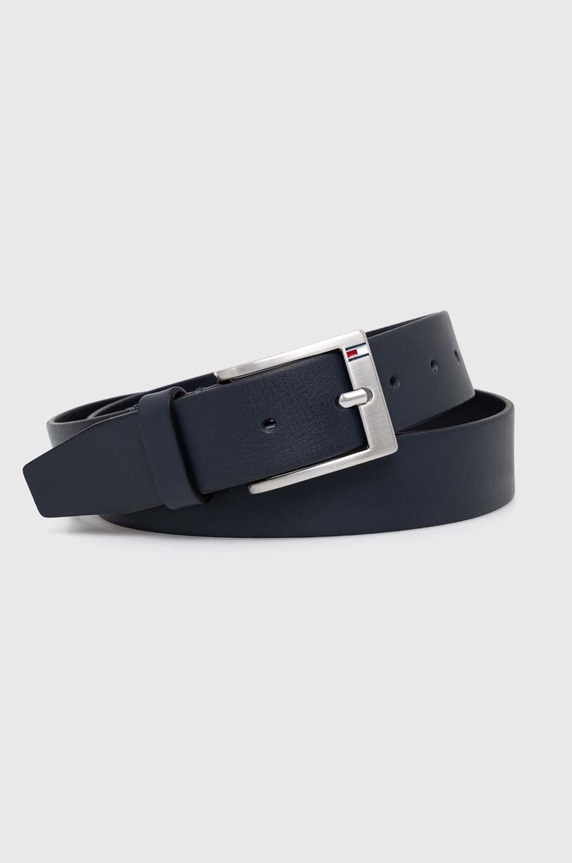 Kožený opasok Tommy Hilfiger tmavomodrá AM0AM08363