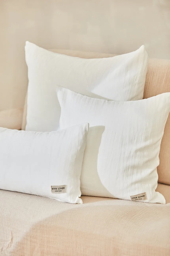 Dnevna soba in spalnica Lanena prevleka za vzglavnik Calma House Lino 30 x 60 cm LINO2.30.CRU bela