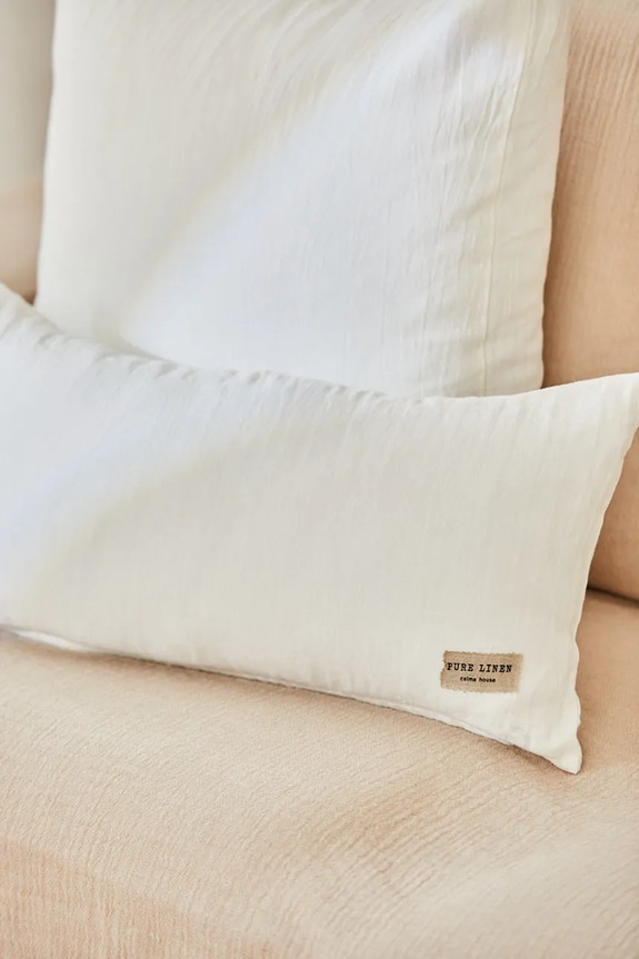 Lanena prevleka za vzglavnik Calma House Lino 30 x 60 cm bela LINO2.30.CRU