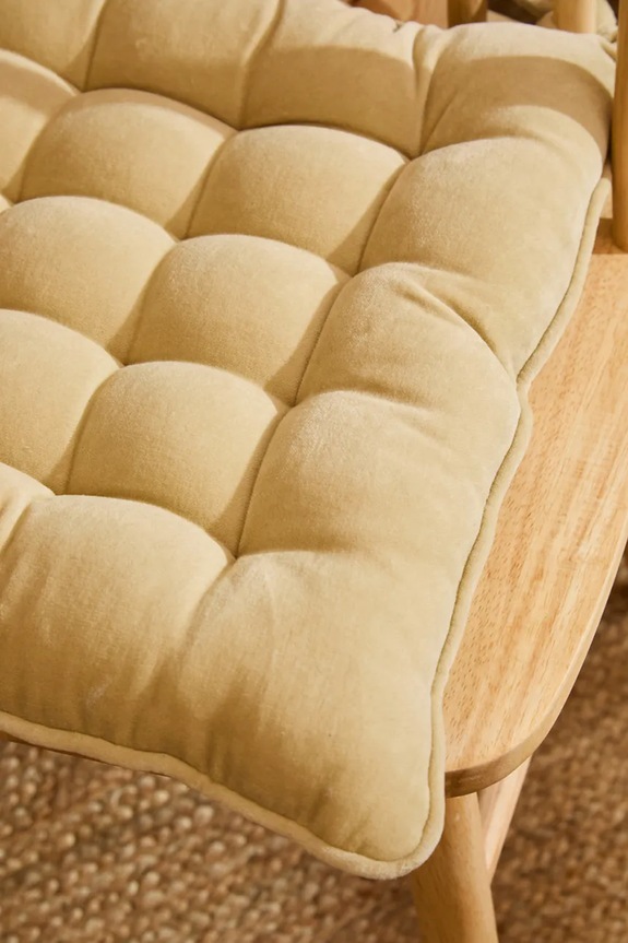 Σαλόνι και υπνοδωμάτιο Βαμβακερό μαξιλάρι για καρέκλα Calma House 40 x 40 x 4 cm VELOUR.40G.CRU κίτρινο