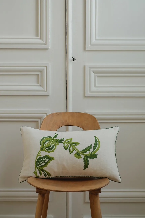 Olivier Desforges față de pernă decorativă din bumbac GIRANDOL Palme 33 x 57 cm alb 1067433