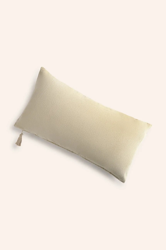 Calma House povlak na polštář s dekorací bavlněný 30 x 60 cm béžová VELOUR.30.CRU