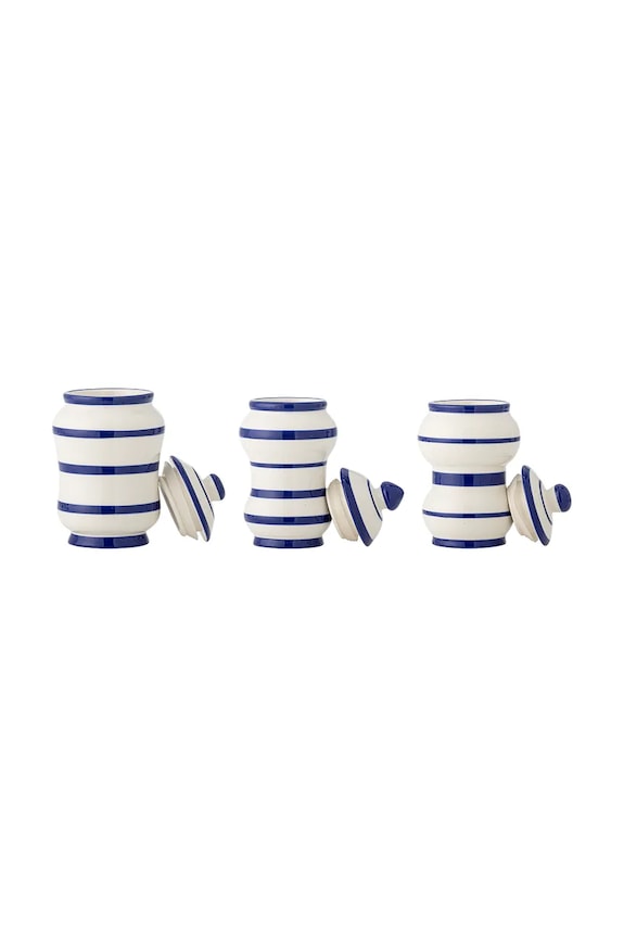 Bloomingville pojemnik z pokrywką Maynard 525 / 370 / 325 ml 3-pack 82072818 granatowy AA00