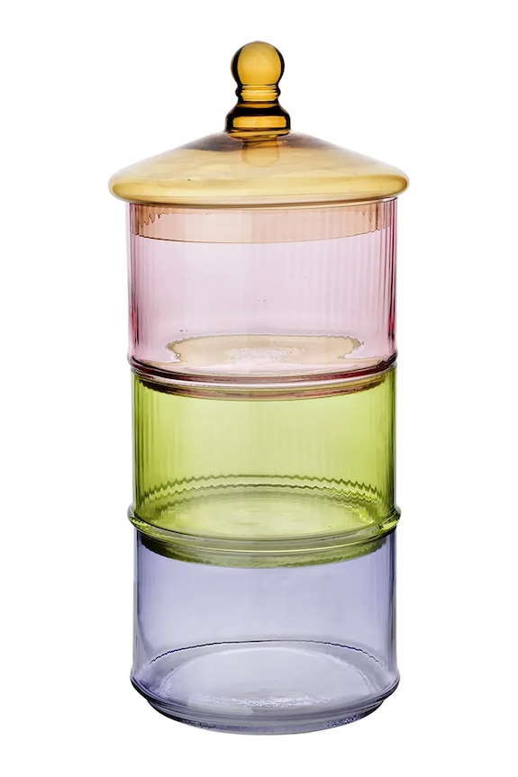 Inne set de containere pentru depozitare din sticlă colorată 19 x 19 x 42 cm multicolor HTIA5071