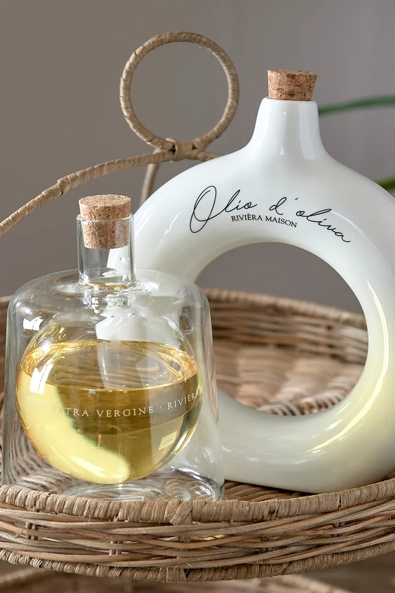 Riviera Maison butelka na oliwę z porcelany 476240 biały AA00