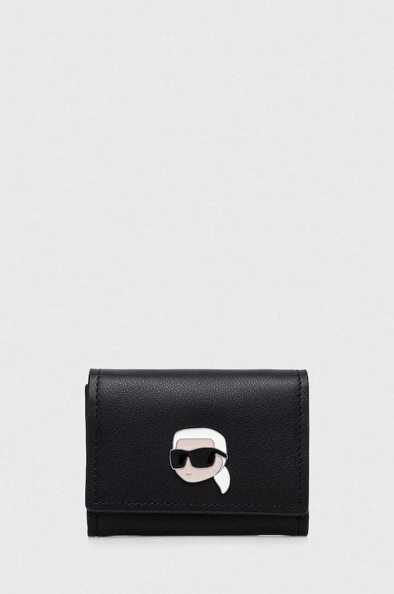 Kožená peněženka Karl Lagerfeld přírodní kůže černá 240W3235