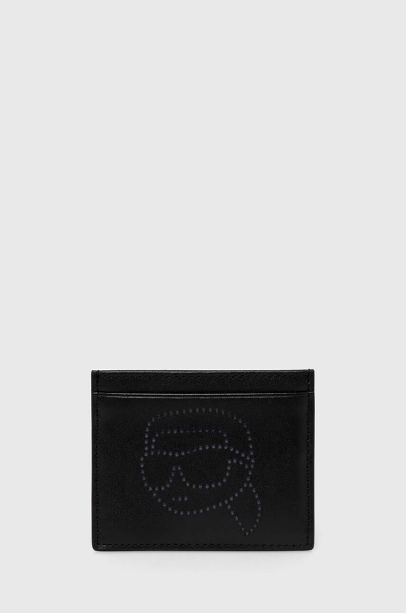 Kožené puzdro na karty Karl Lagerfeld Planet friendly čierna 241W3204