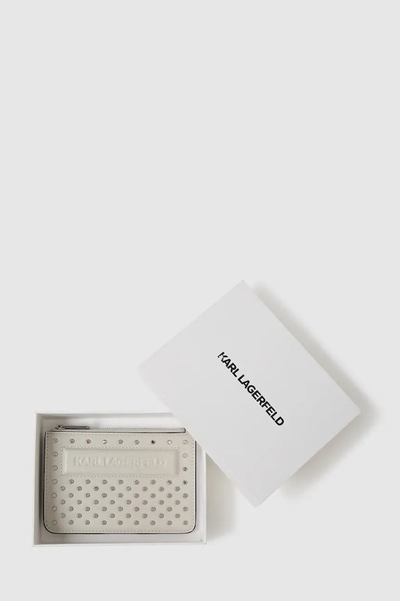 Кожаный кошелек Karl Lagerfeld IKON бежевый A4W32028