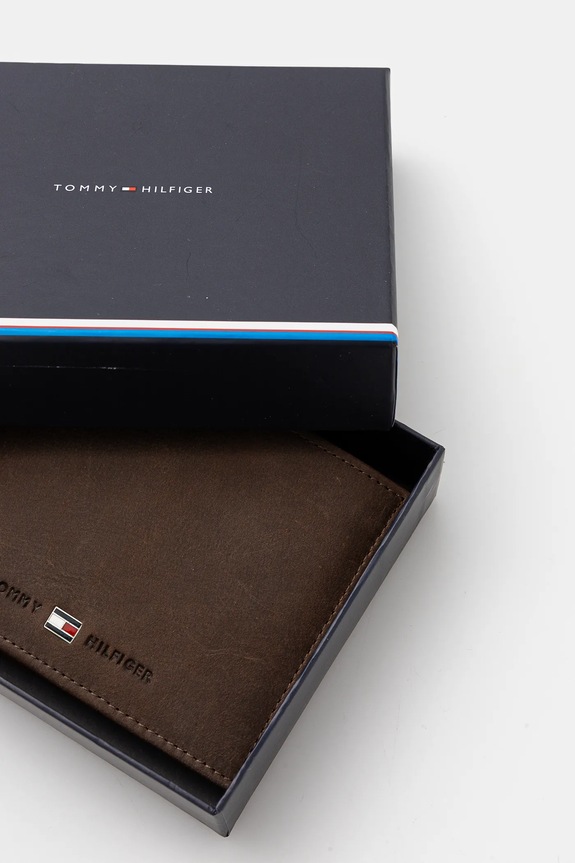 Tommy Hilfiger - Bőr pénztárca barna AM0AM00660