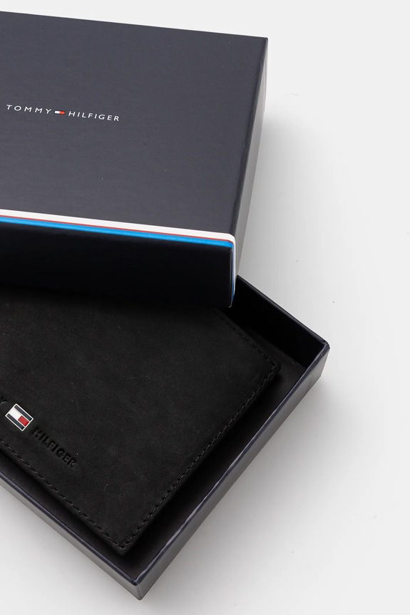 Tommy Hilfiger - Bőr pénztárca fekete AM0AM00660