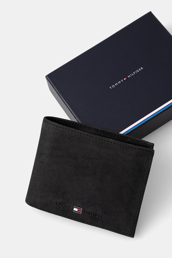 Tommy Hilfiger - Bőr pénztárca Johnson fekete AM0AM00665
