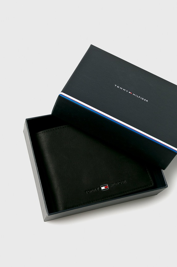 Tommy Hilfiger - Bőr pénztárca Johnson AM0AM00665 fekete