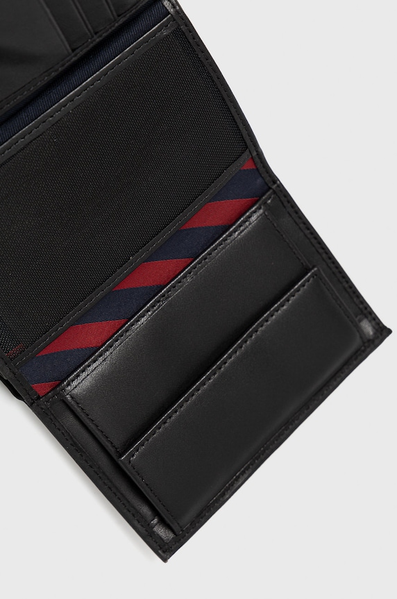 Kožená peňaženka Tommy Hilfiger čierna AM0AM00664