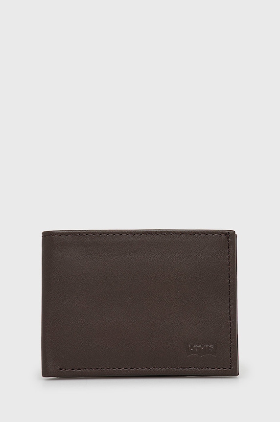 Kožni novčanik Levi's bez uzorka smeđa D5489.0001