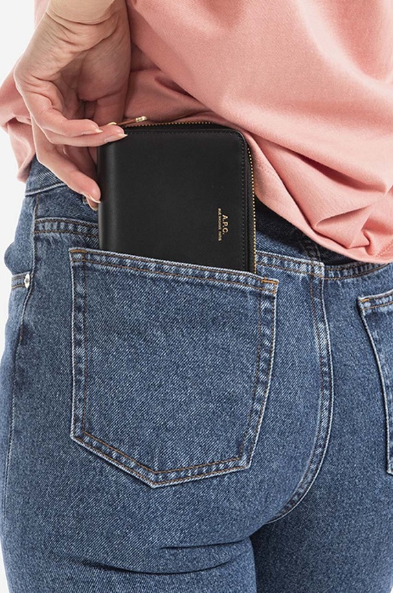 A.P.C. leather wallet Compact Emmanuelle PXAWV-F6302 BLACK PXAWV.F63029 black AA00