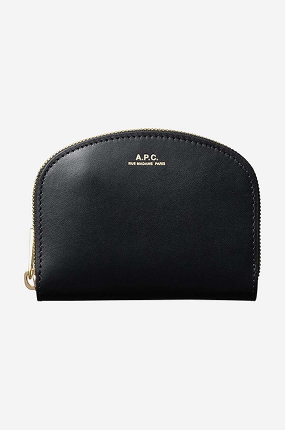 Kožená peňaženka A.P.C. usňová koža čierna PXAWV.F63219