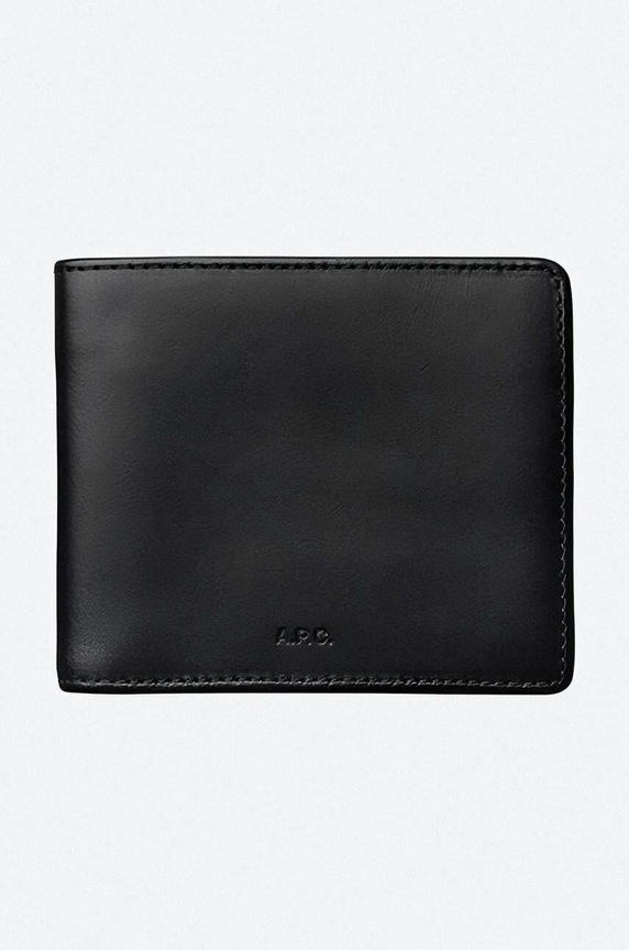 A.P.C. leather wallet Aly PXAWV-H63153 BLACK plain black PXAWV.H63153