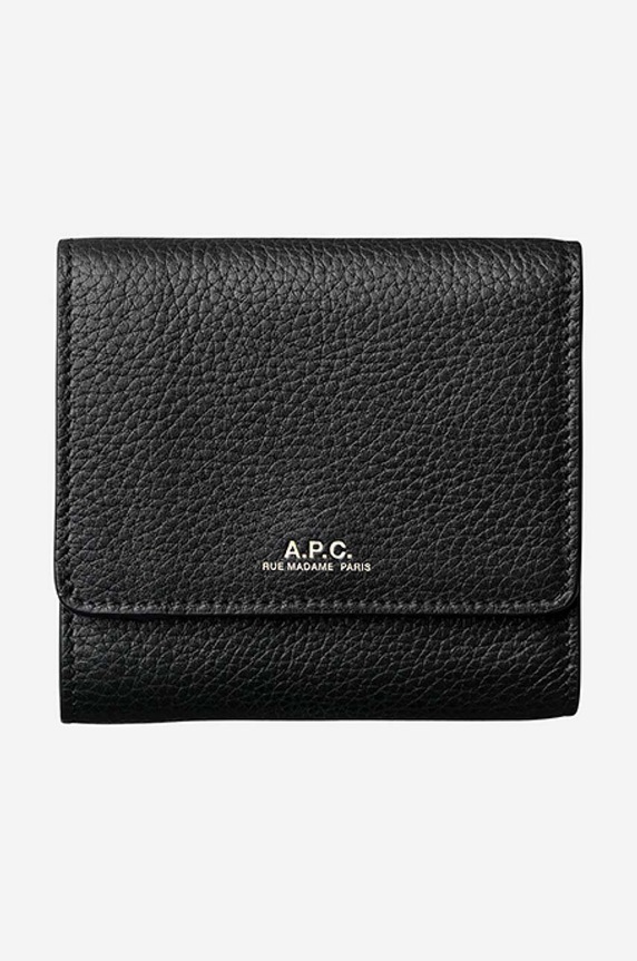A.P.C. leather wallet Compact Lois grain leather black PXBLH.H63453