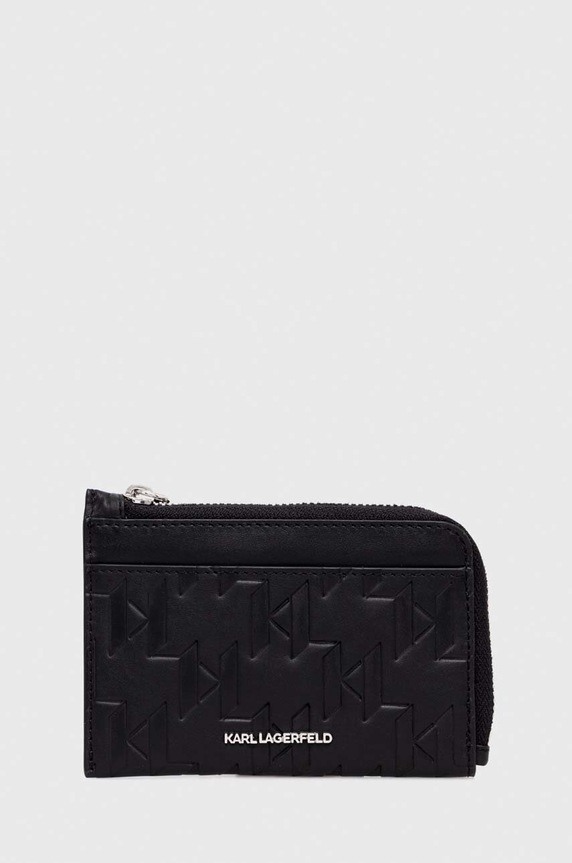 Шкіряний гаманець Karl Lagerfeld лицьова шкіра чорний 240M3221