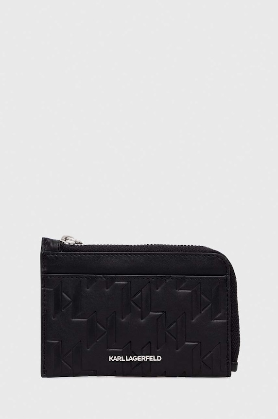 Шкіряний гаманець Karl Lagerfeld лицьова шкіра чорний 240M3221