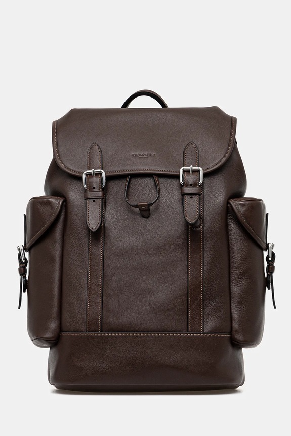 Kožni ruksak Coach bez uzorka smeđa CV982