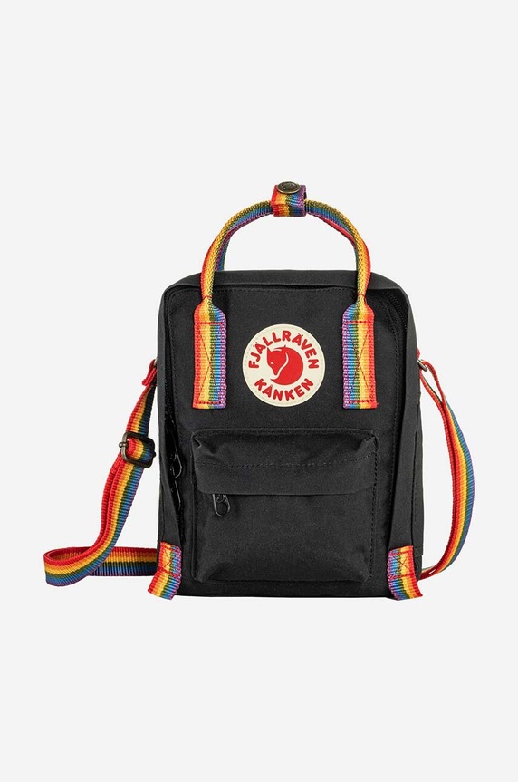 Malá taška Fjallraven Kanken Rainbow Sling nášivka čierna F23623.550.907