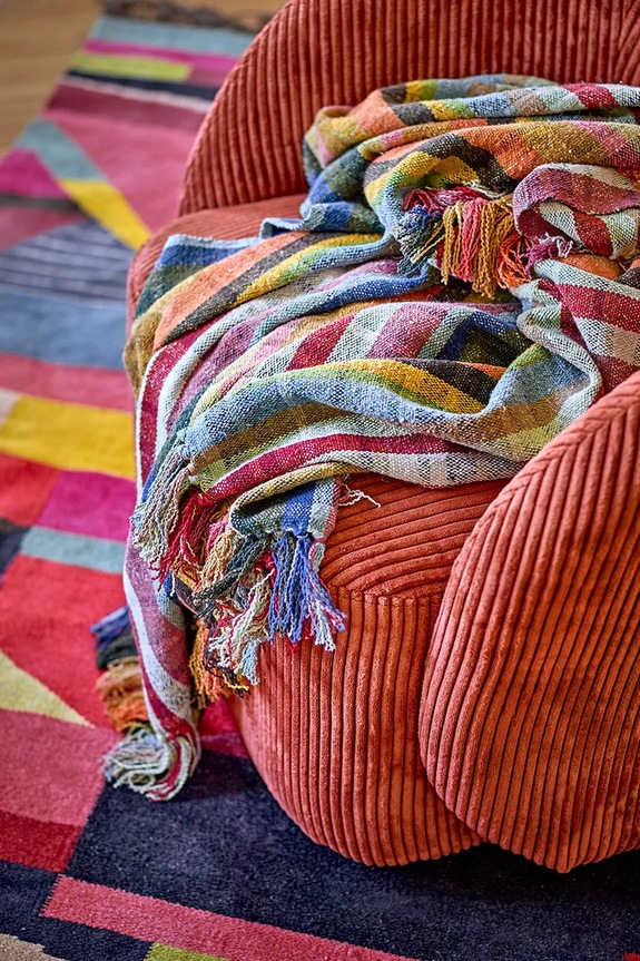 Καλύμμα από βαμβάκι Bloomingville Elmy 160 x 130 cm 82066443 πολύχρωμο