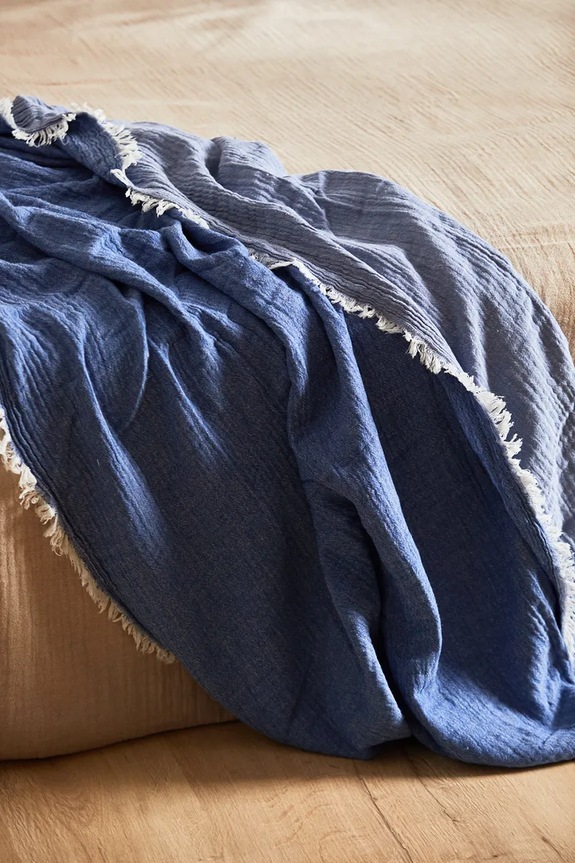 Pamučni prekrivač Calma House Layer 120 x 180 cm mornarsko plava LAYER.120P.AZU