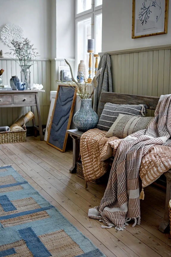 Βαμβακερή κουβέρτα Bloomingville Insel 160 x 130 cm 82062377 μπεζ