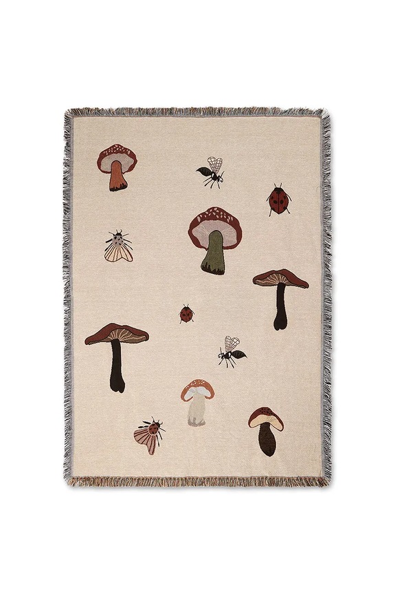 Βαμβακερή κουβέρτα ferm LIVING Forest Tapestry 120 x 170 cm μπεζ 1104264911