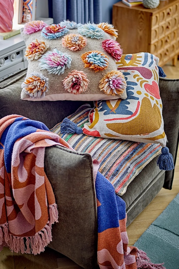 Dnevni boravak i spavaća soba Pamučni prekrivač Bloomingville Atle 160 x 130 cm 82062451 šarena