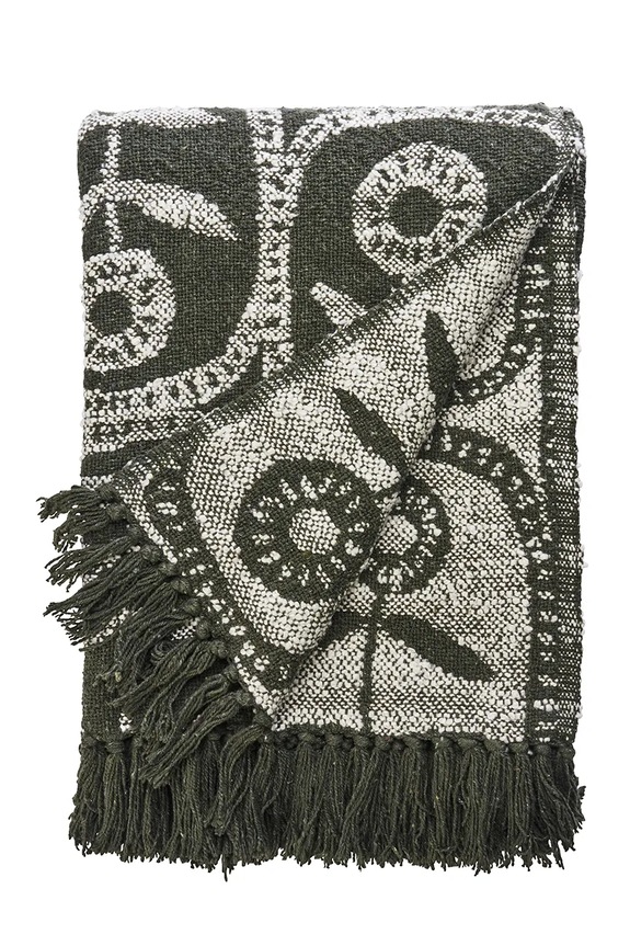 Бавовняне покривало Madam Stoltz 125 x 175 cm зелений JOTH1345B