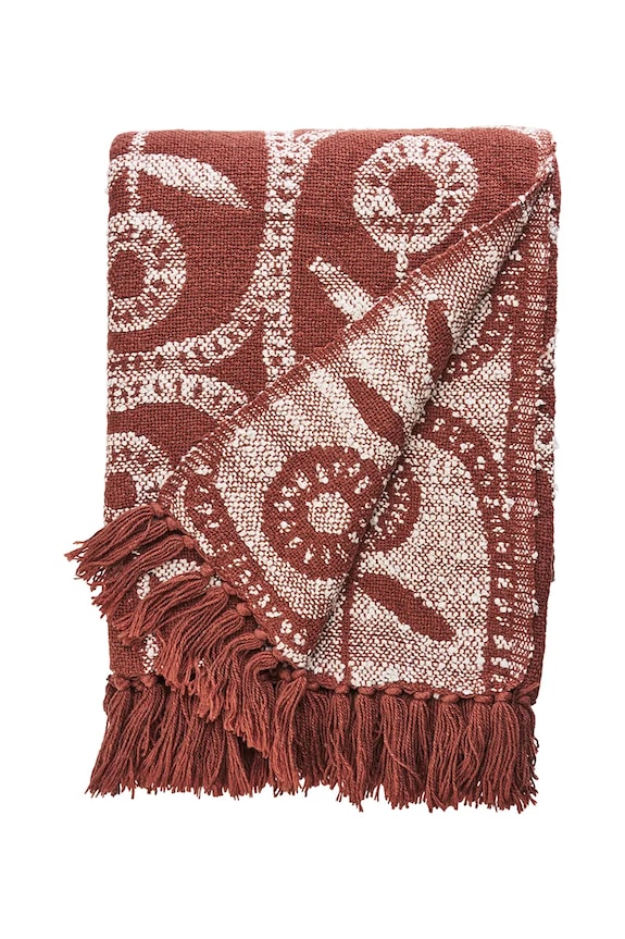 Bombažno posteljno pregrinjalo Madam Stoltz 125 x 175 cm JOTH1345C rdeča AA00