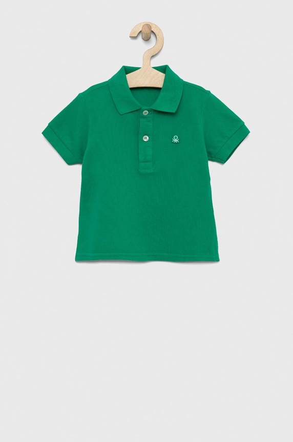 Παιδικά βαμβακερά μπλουζάκια πόλο United Colors of Benetton βαμβάκι πράσινο 3089G3008.P.NOS