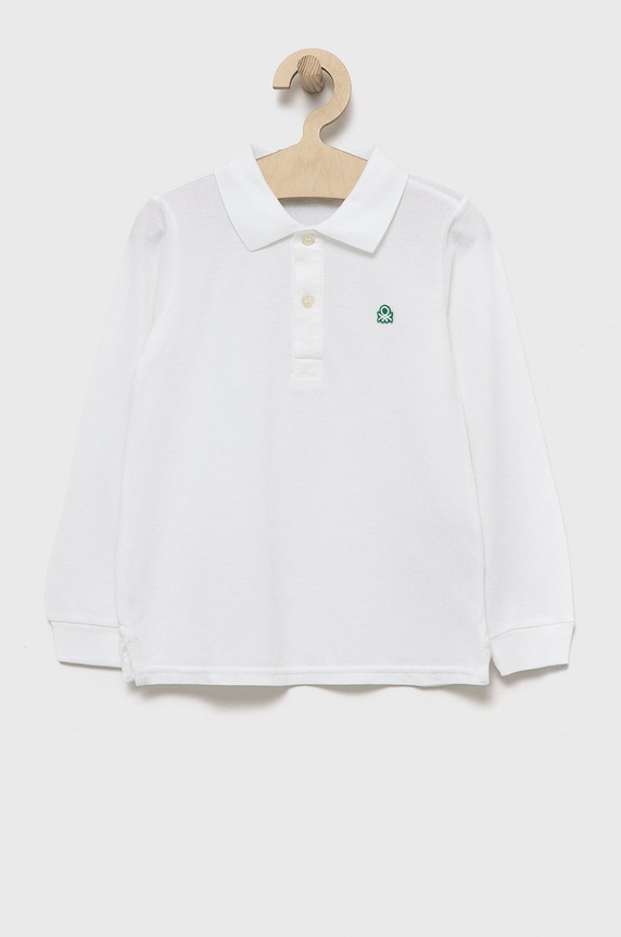 United Colors of Benetton longsleeve din bumbac pentru copii uni alb 3089G3009.P.NOS