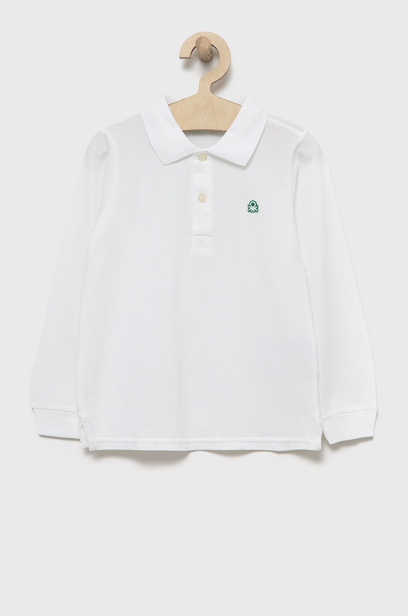 United Colors of Benetton longsleeve din bumbac pentru copii uni alb 3089G3009.P.NOS