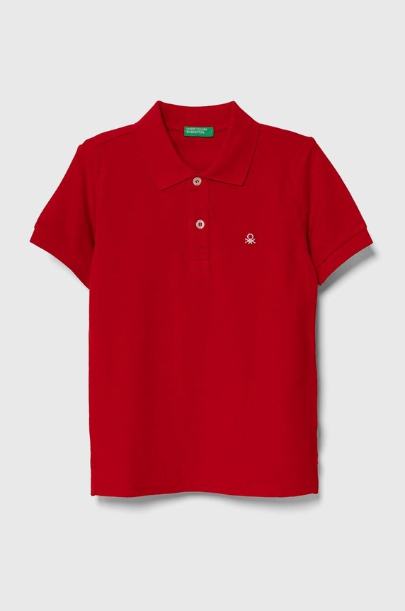 United Colors of Benetton tricouri polo din bumbac pentru copii uni rosu 3089G3008.P.NOS.9BYX