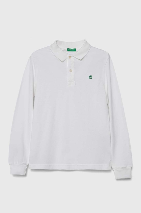 Detská bavlnená košeľa s dlhým rukávom United Colors of Benetton melanž biela 3089C300Z.G.NOS