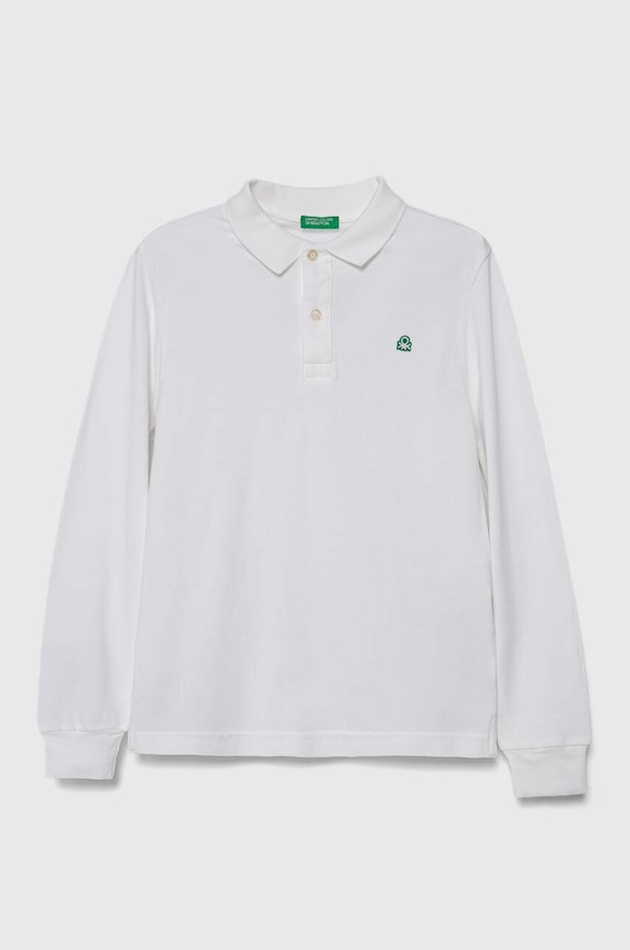 Detská bavlnená košeľa s dlhým rukávom United Colors of Benetton melanž biela 3089C300Z.G.NOS