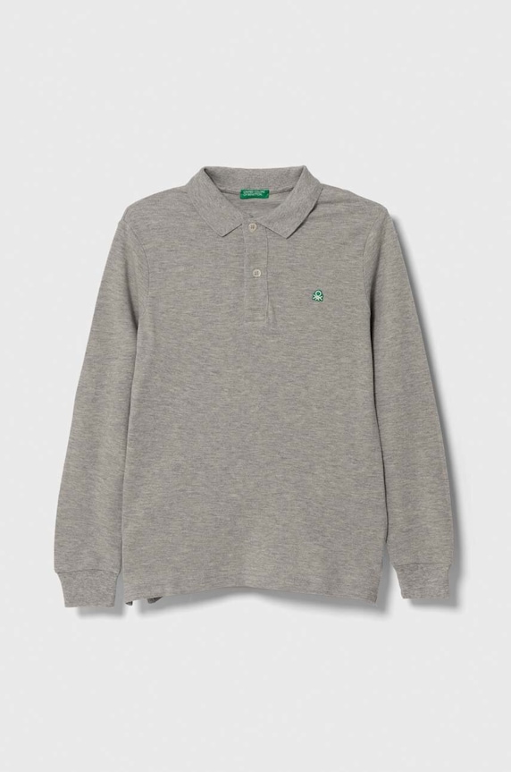 United Colors of Benetton longsleeve din bumbac pentru copii fixat gri 3089C300Z.G.NOS
