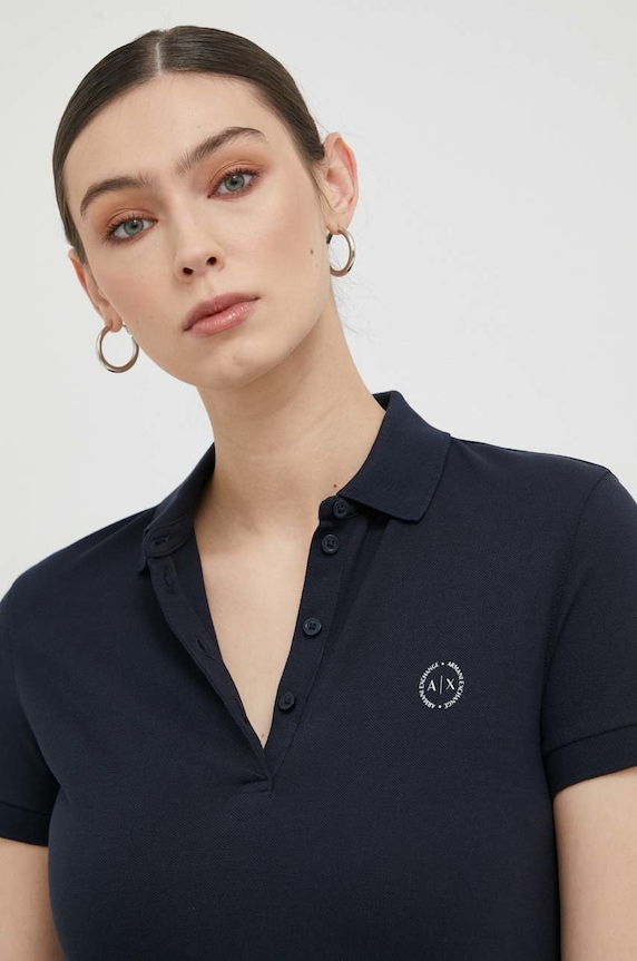 Pamučna polo majica Armani Exchange bez uzorka mornarsko plava 8NYF73.YJ17Z.NOS
