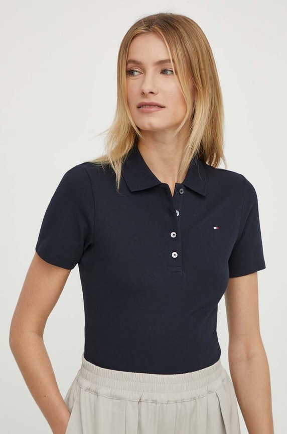Tommy Hilfiger poló elasztánnal sötétkék WW0WW42047