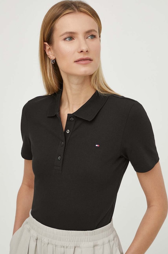 Tommy Hilfiger tricou polo uni negru WW0WW42047