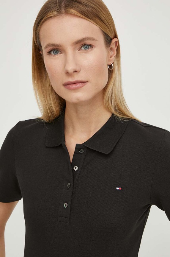 Tommy Hilfiger tricou polo WW0WW42047 negru AA00