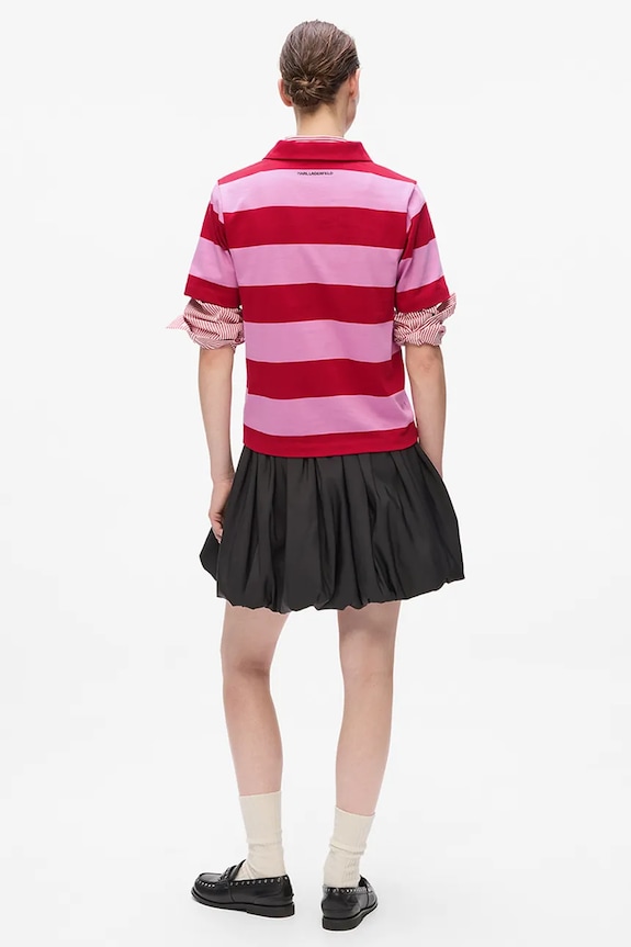 Pamučna polo majica Karl Lagerfeld IKON A4W17099 roza AA00