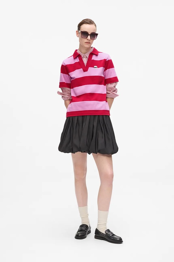 Pamučna polo majica Karl Lagerfeld IKON roza A4W17099
