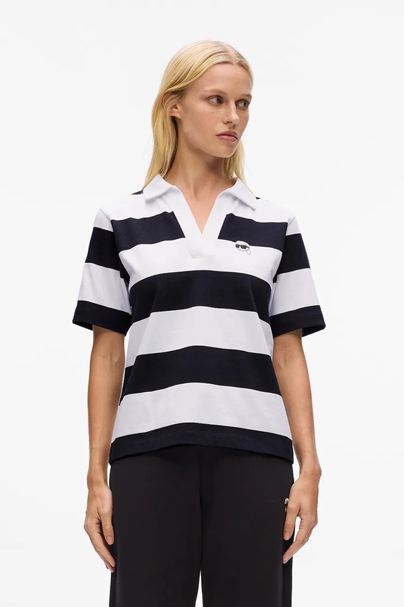 Pamučna polo majica Karl Lagerfeld IKON regular crna A4W17099