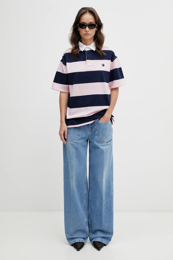 Coperni polo de bumbac Striped Polo COPJS117F5026 roz